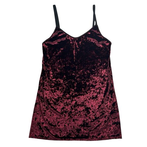 Topshop Dresses & Skirts - Y2K Burnout Crushed Velvet Burgundy Sz 4 Mini Slip Dress Whimsigoth Grunge Fairy